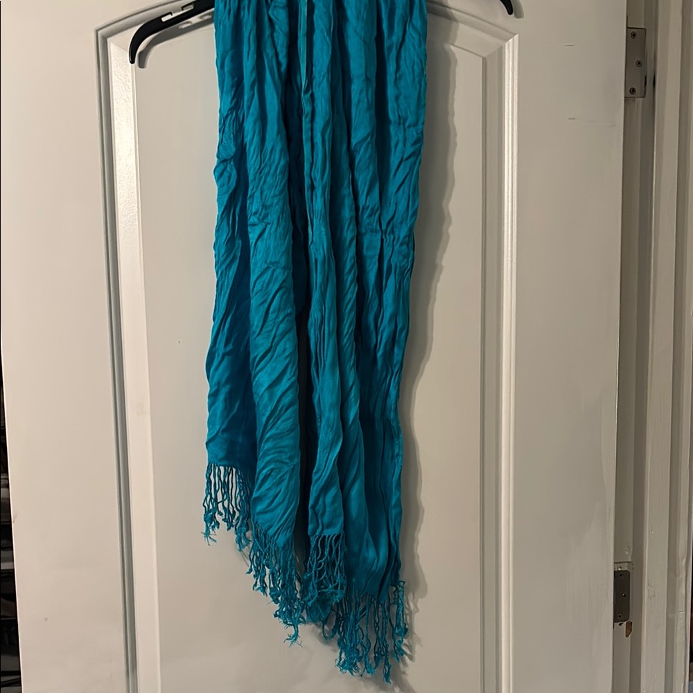 Elegant Blue Fringe Scarf